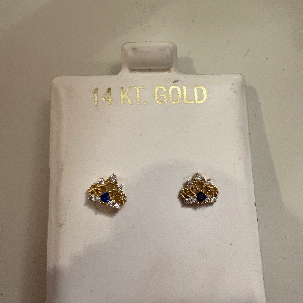 Gold And Blue 14 Kt Gold Earrings